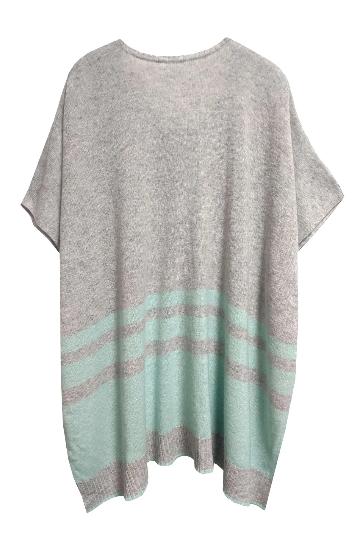 100% Cashmere Pullover Poncho Sweater in Hampton Stripe