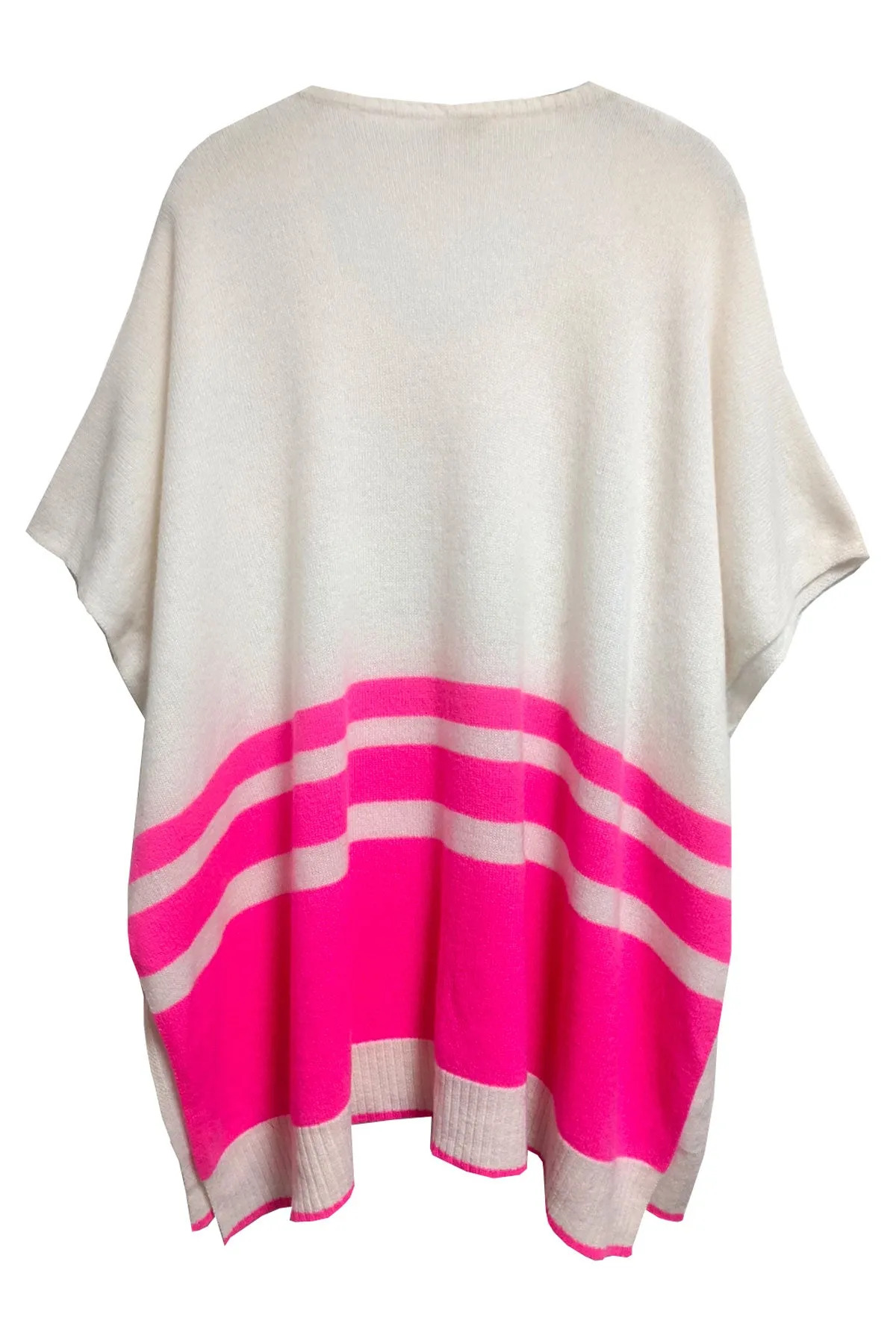 100% Cashmere Pullover Poncho Sweater in Hampton Stripe