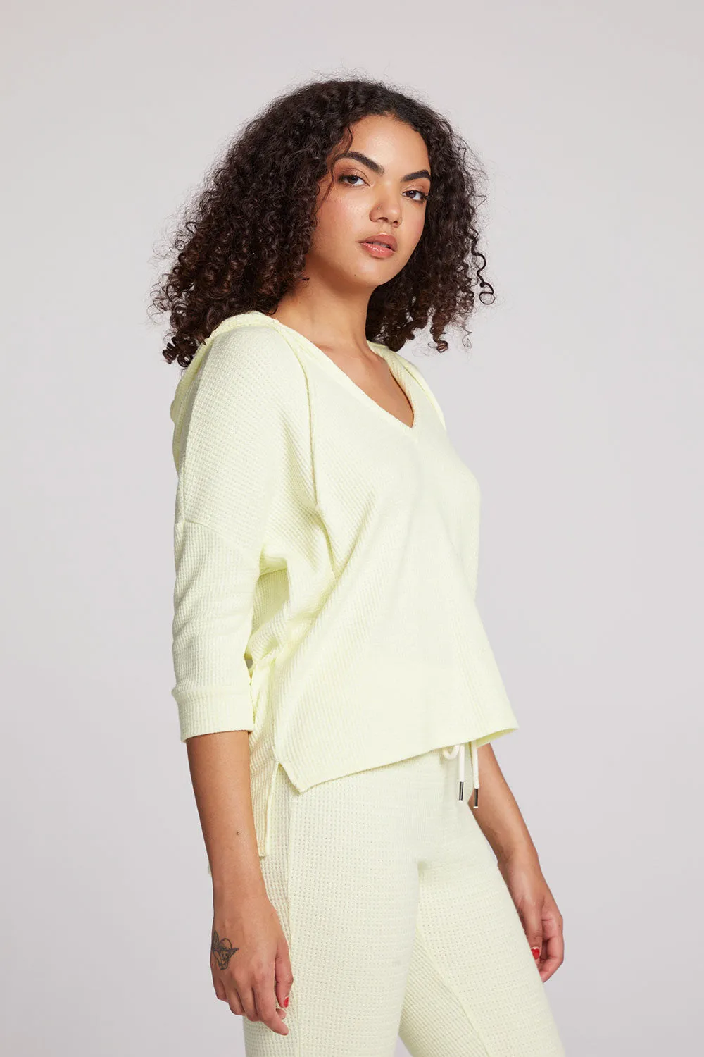 3/4 Sleeve Split Side Panna Cotta Dolman Hoodie