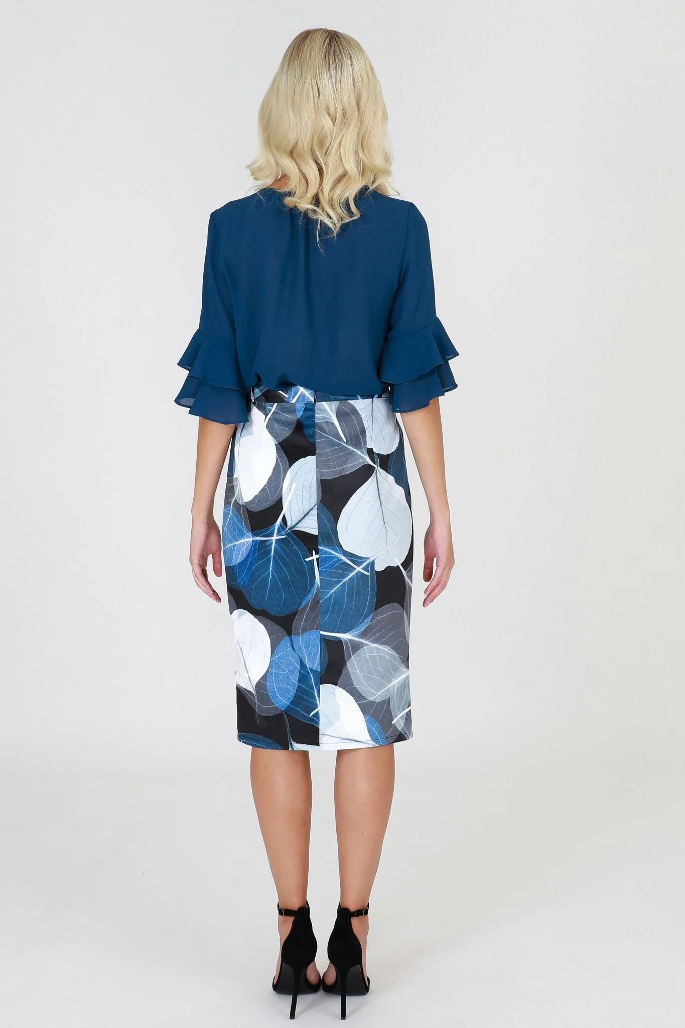 3RD Love Endless Skies Print Pencil Skirt