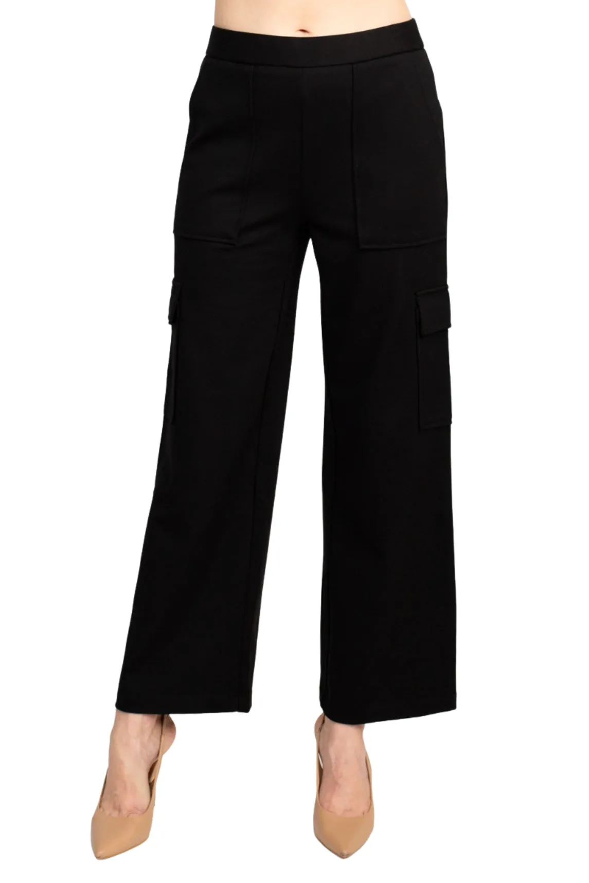 Adrianna Papell Mid Banded Waist Cargo Pull on Solid Ponte Pant