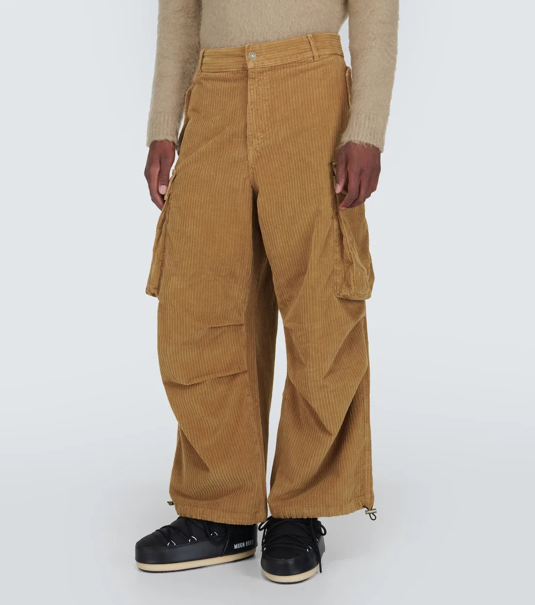 Alanui Velvet Corduroy Cargo Pants, Brown