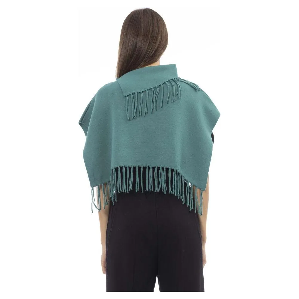 Alpha Studio Green Wool Women Poncho