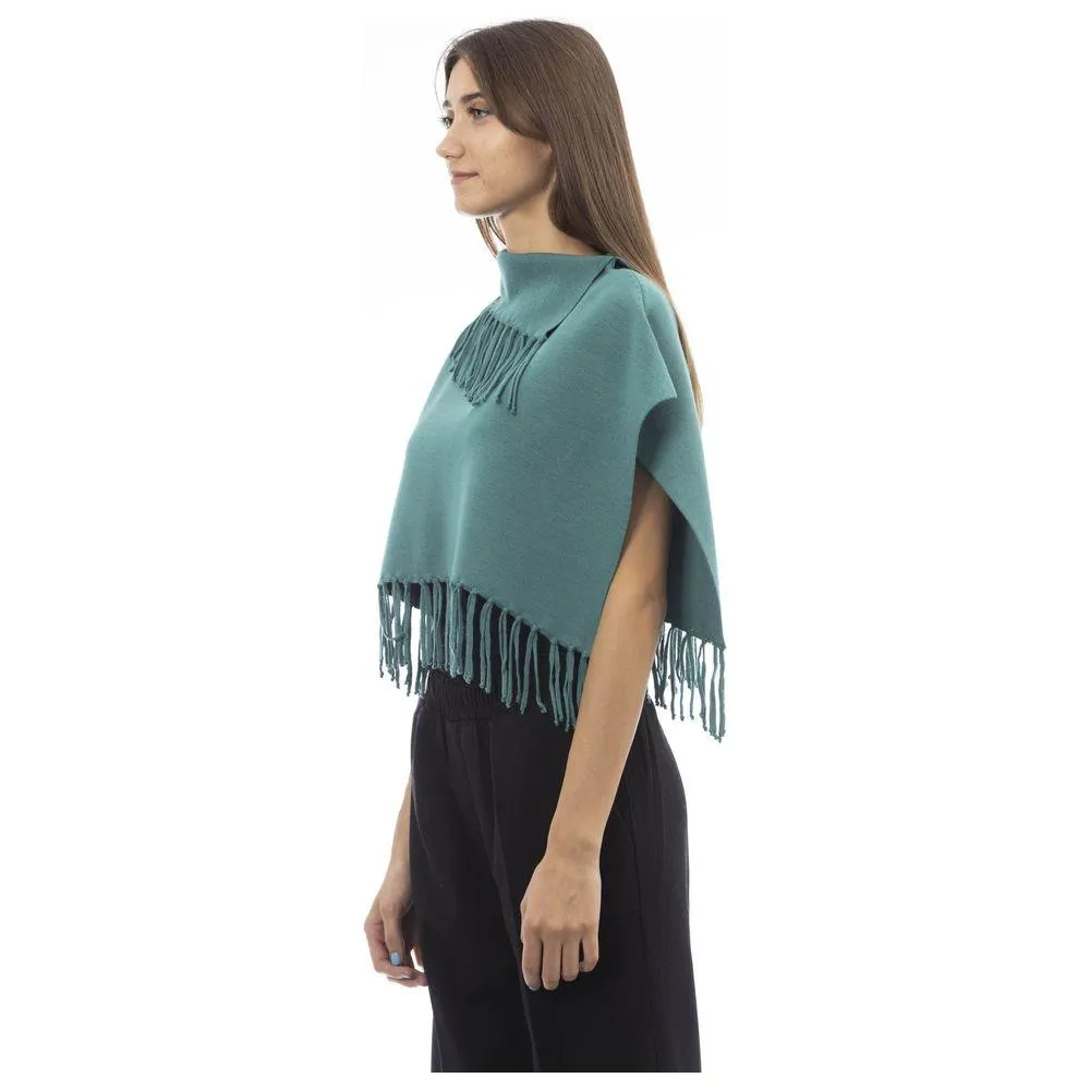 Alpha Studio Green Wool Women Poncho