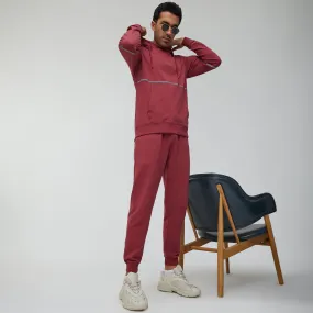 Ascent French Terry Cotton Blend Hoodie and Joggers Co-Ord Crimson Red