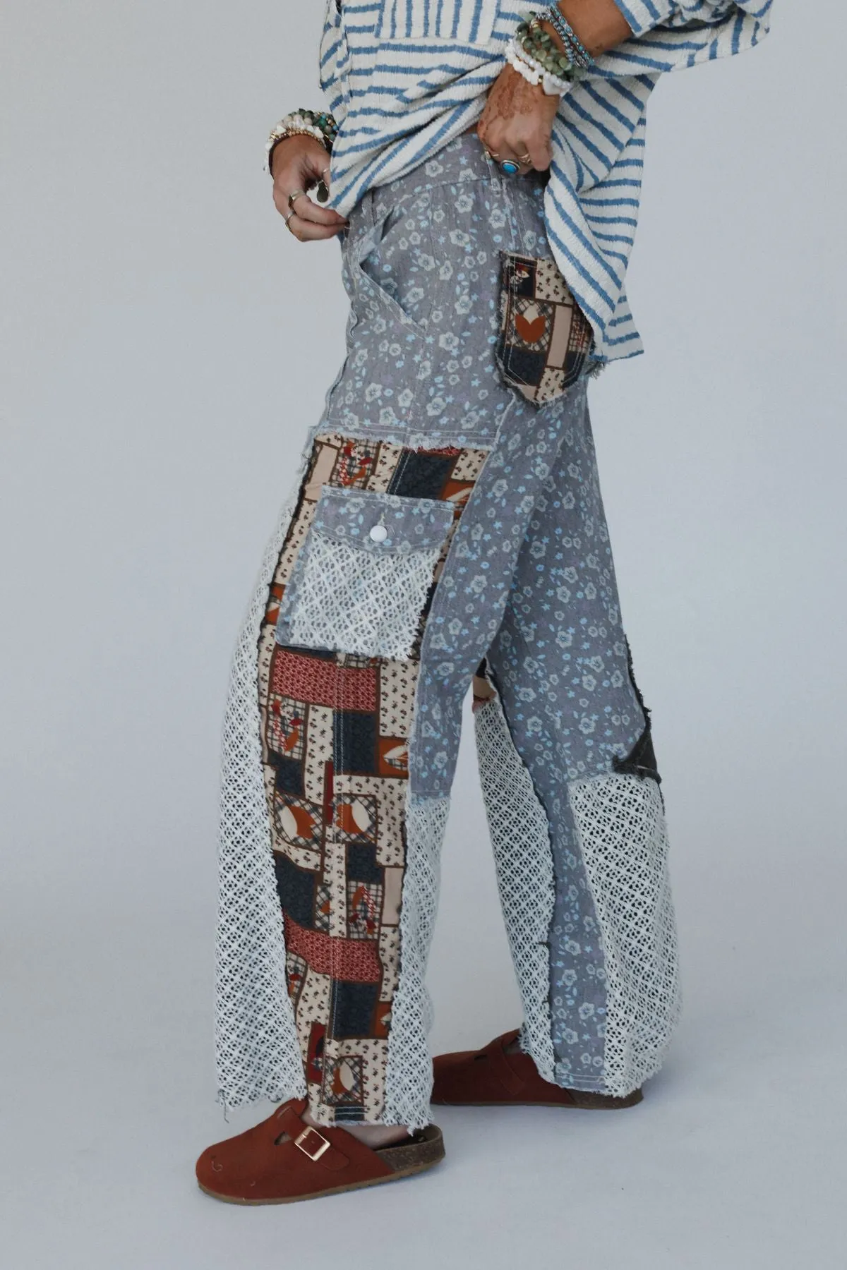 Aurelia Mix Print Pants - Brown Multi