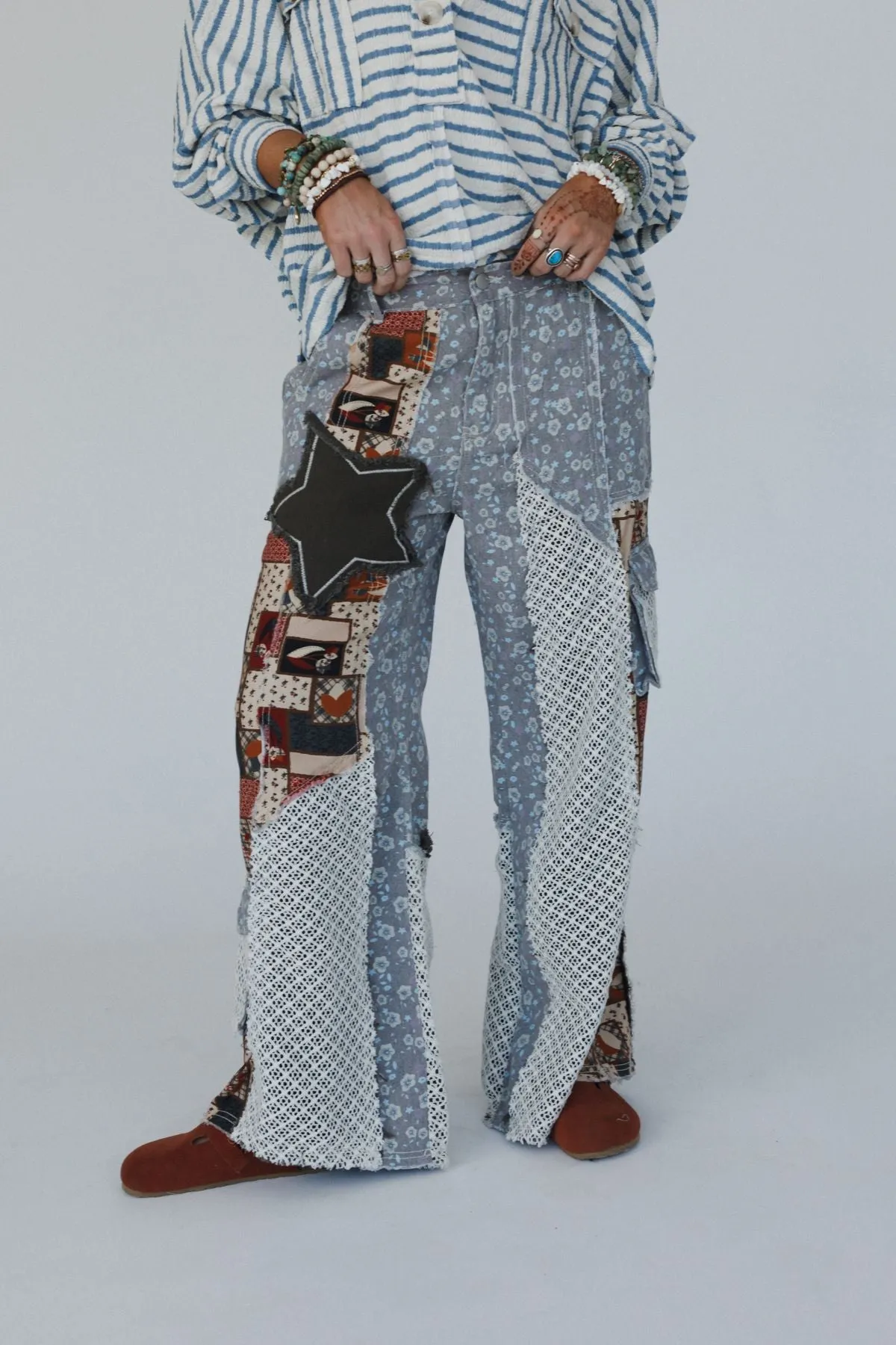 Aurelia Mix Print Pants - Brown Multi