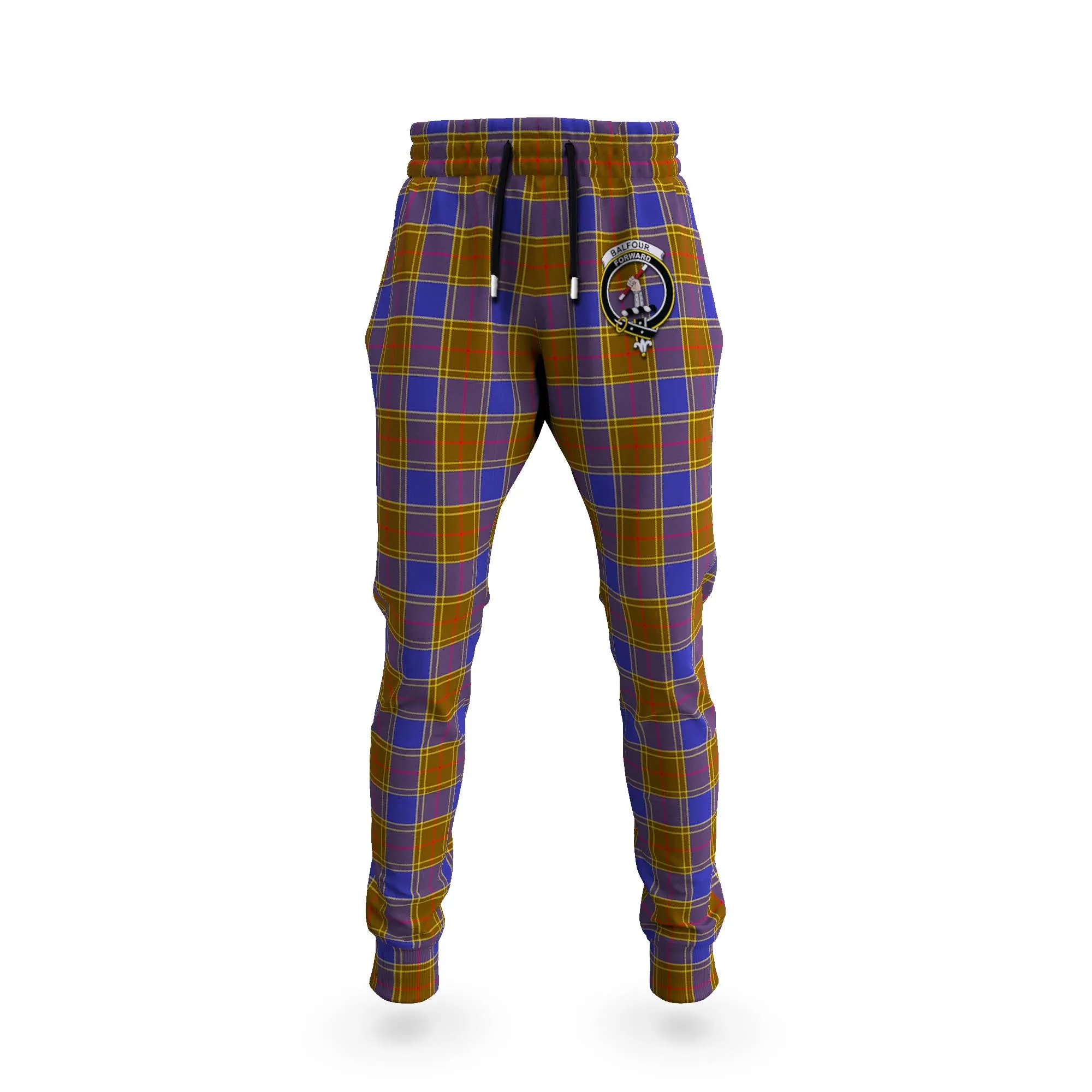 Balfour Tartan Joggers Pants with Family Crest