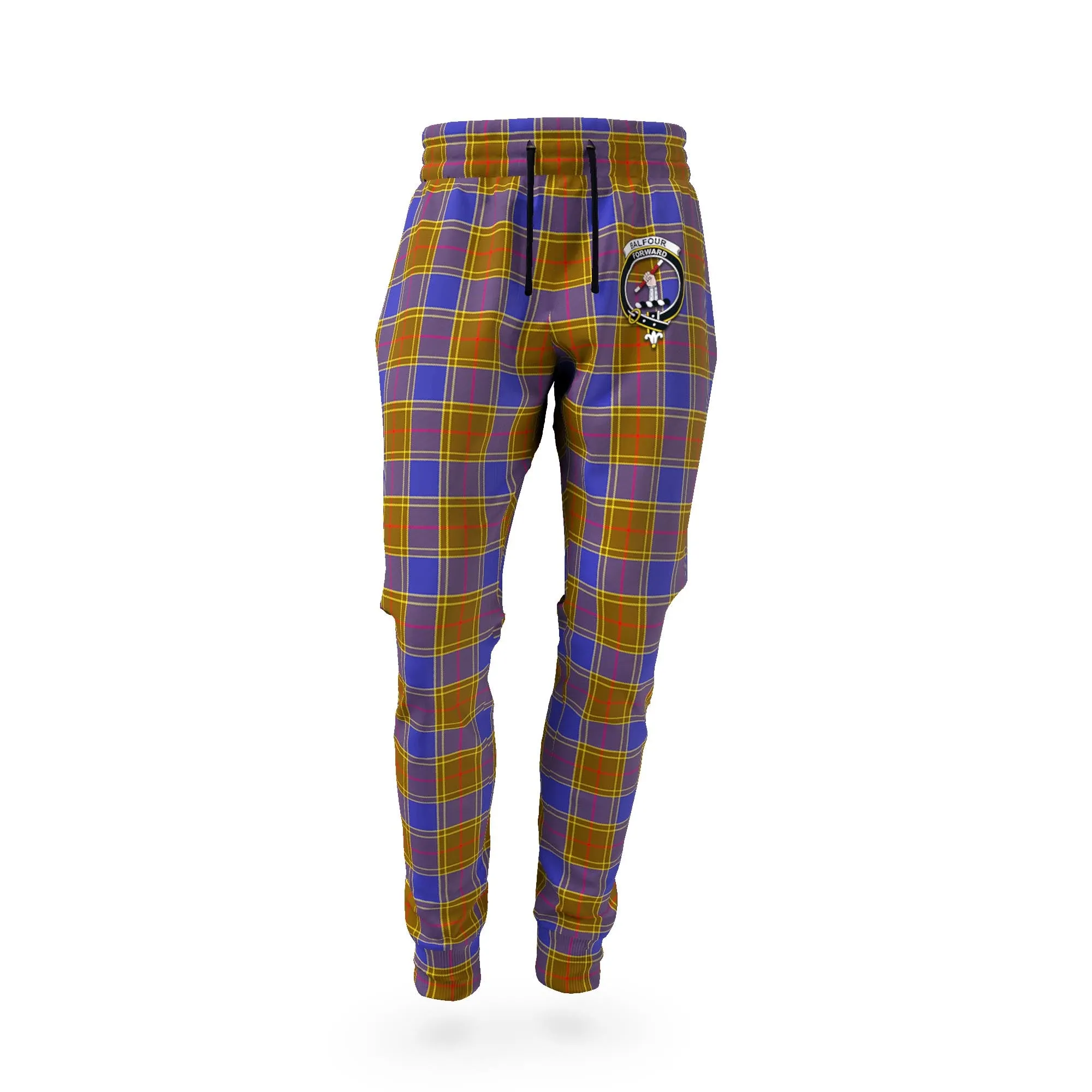 Balfour Tartan Joggers Pants with Family Crest