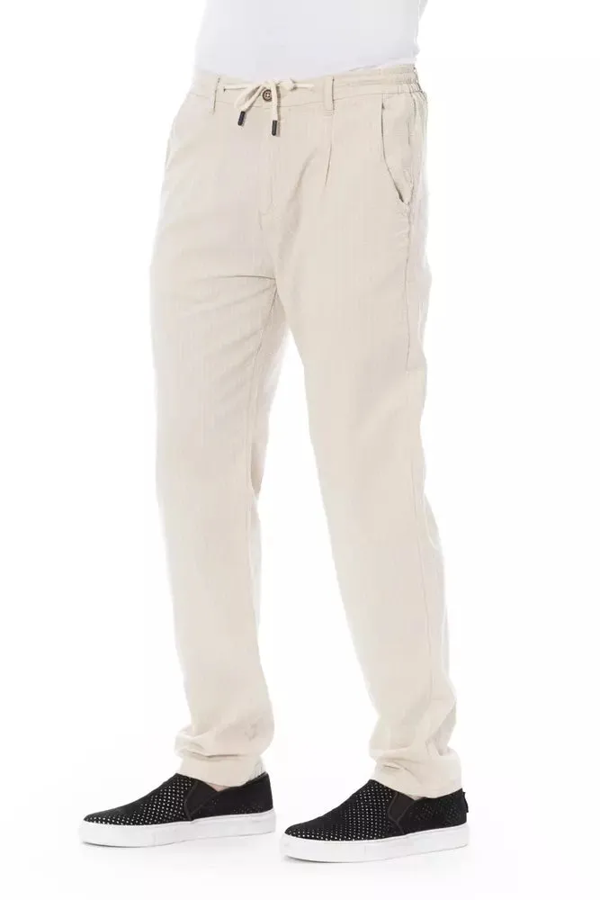 Beige Cotton Men Chino Pants