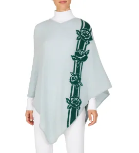   Beryll Flower Cashmere Poncho | Winter Green