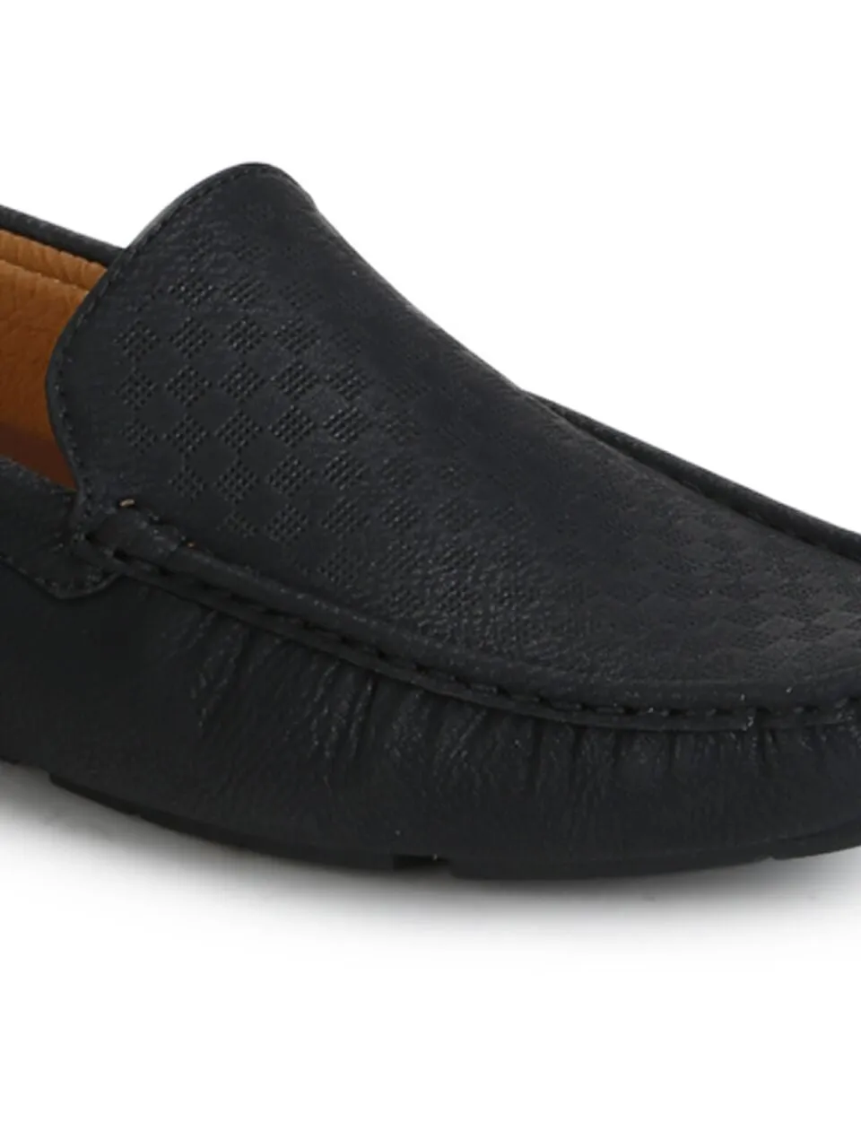 Black PU Patterned Loafers