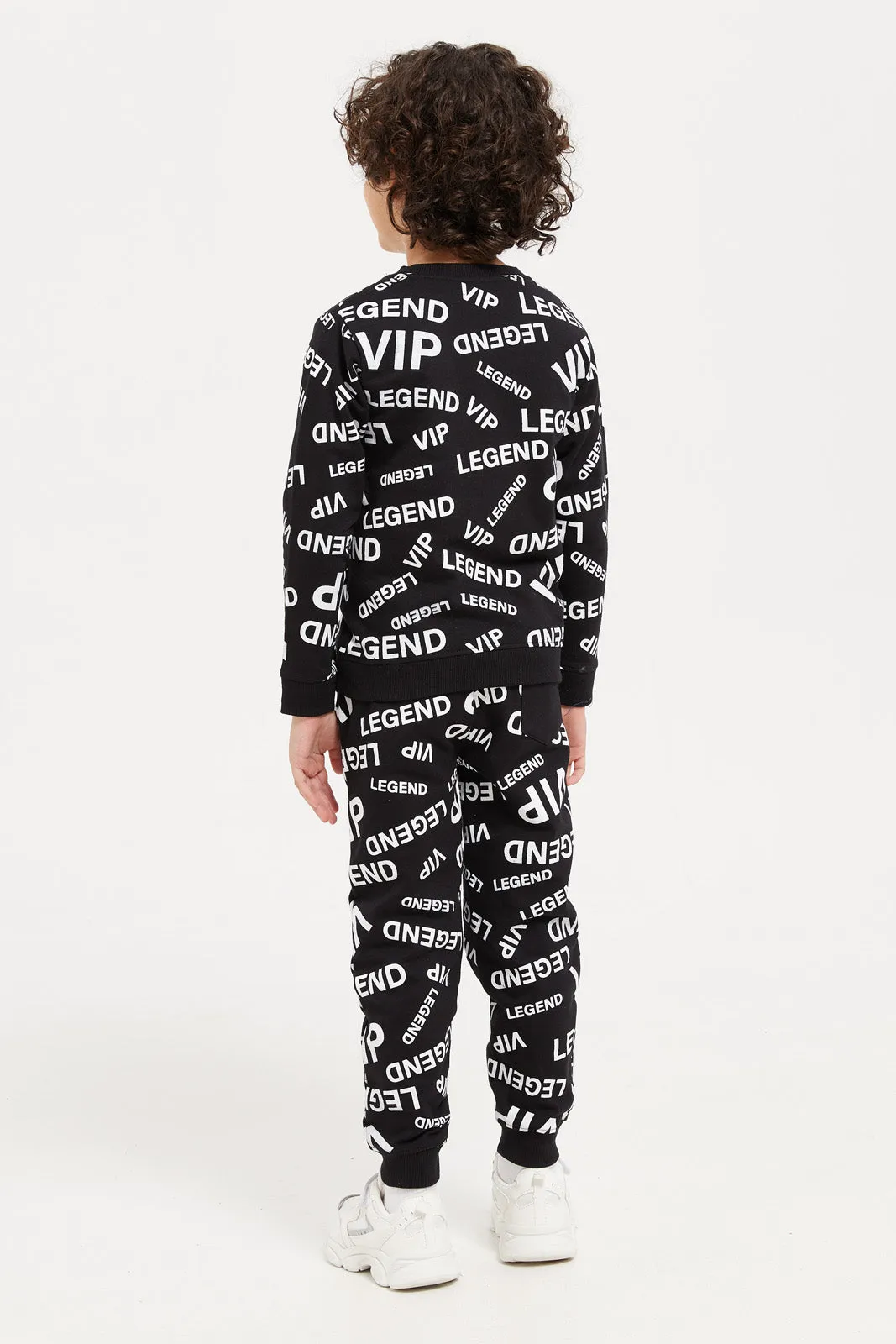 Boys Black Printed Jog Suit (2 Piece)