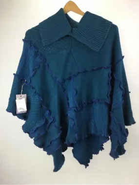 BrisingDesigns Size One Size Teal NWT Recycled Textiles Poncho