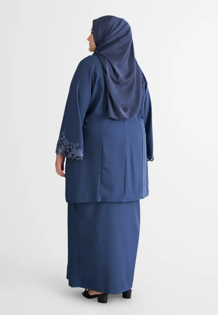 Bunga Rico Rinaldi Classic Kurung Pahang Set - Dark Blue