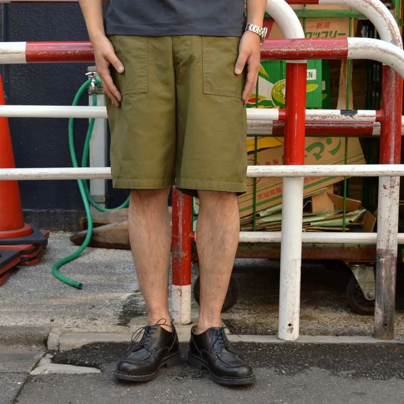 BUZZ RICKSON'S "BR51735" TROUSERS, MEN'S, COTTON SATEEN OLIVE GREEN QM SHADE 107, TYPE 1, CLASS SHORTS