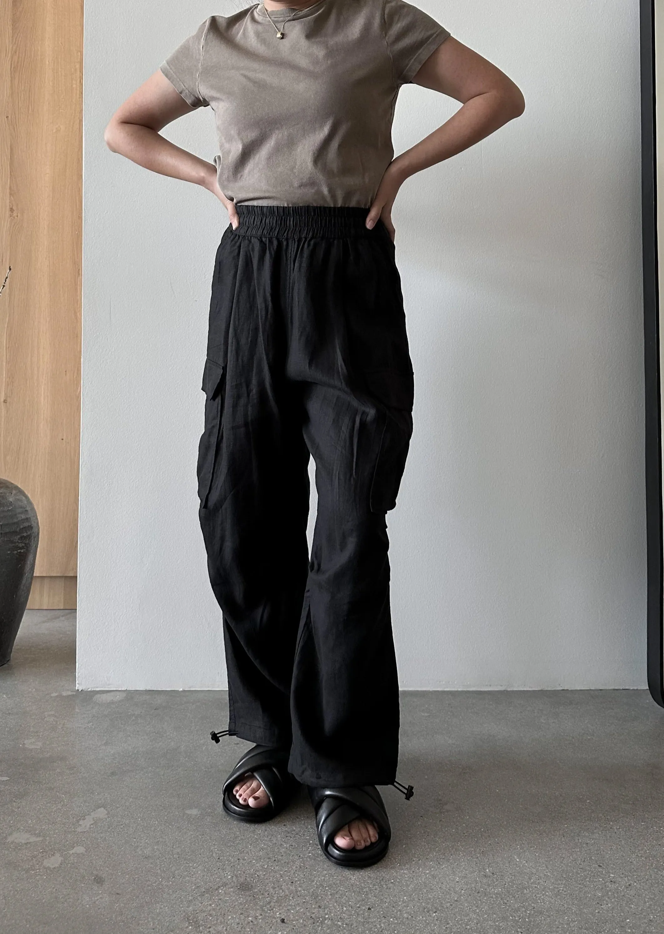 Cargo Linen Pants - Black