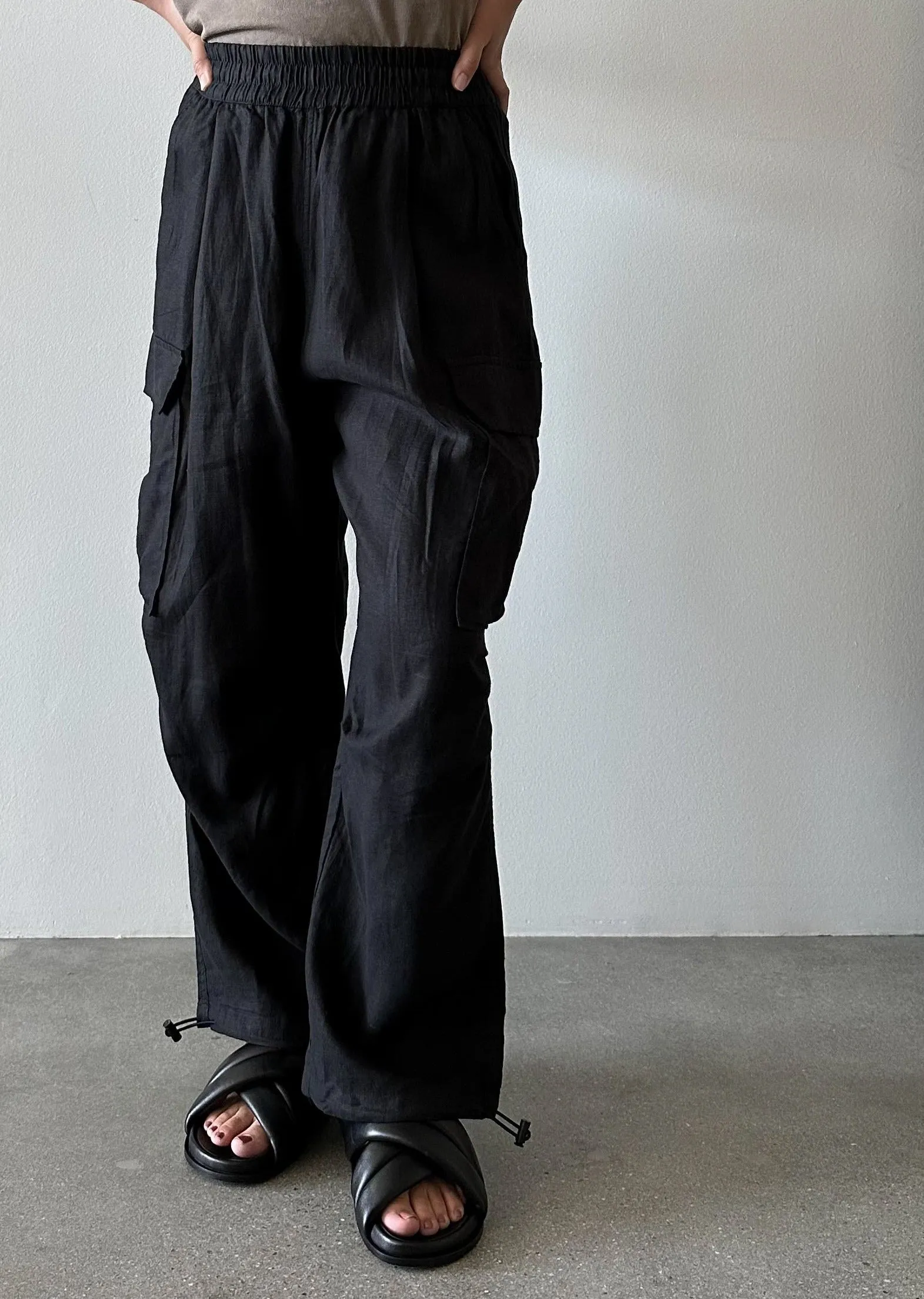 Cargo Linen Pants - Black