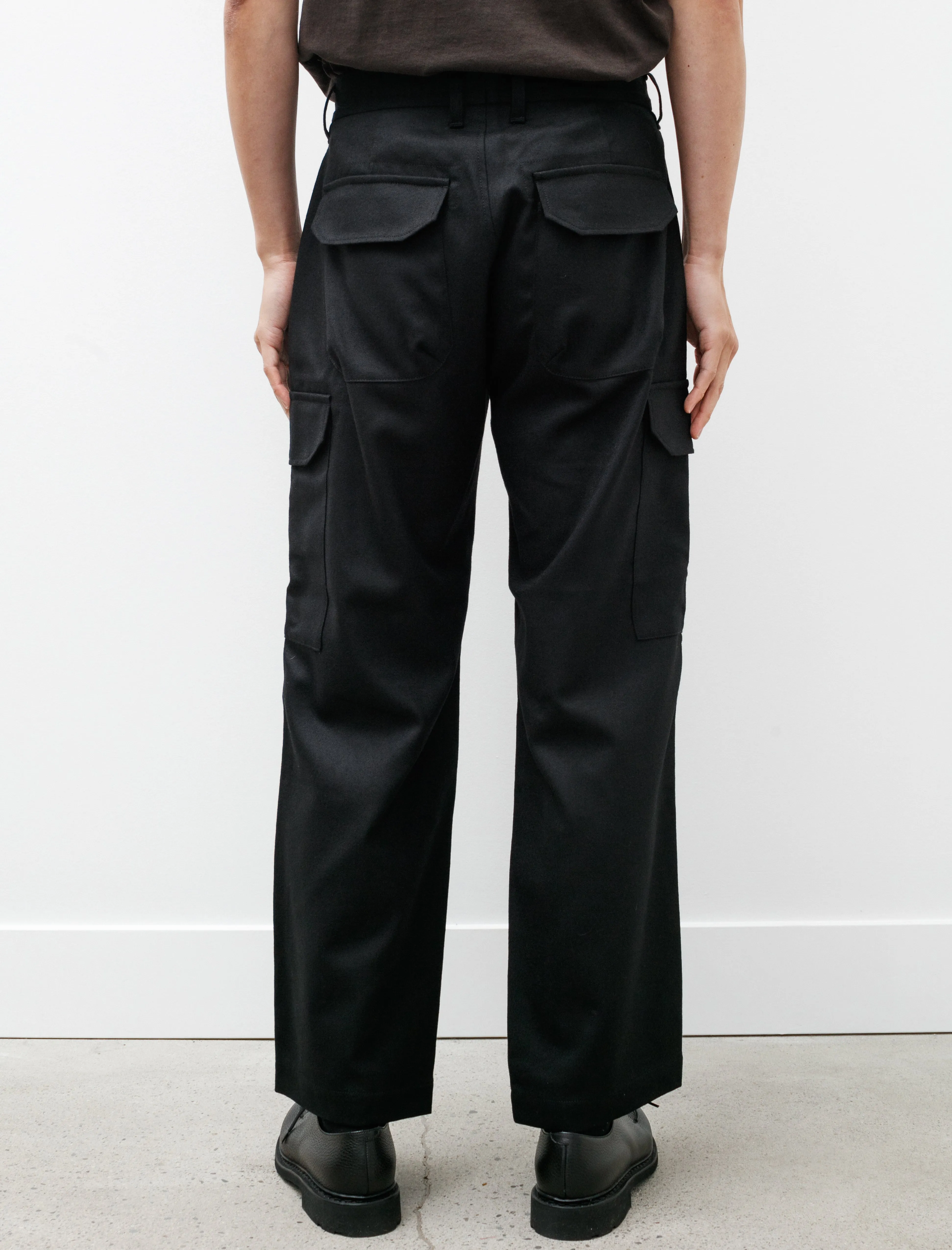 Cargo Tuck Pants B Black Wool