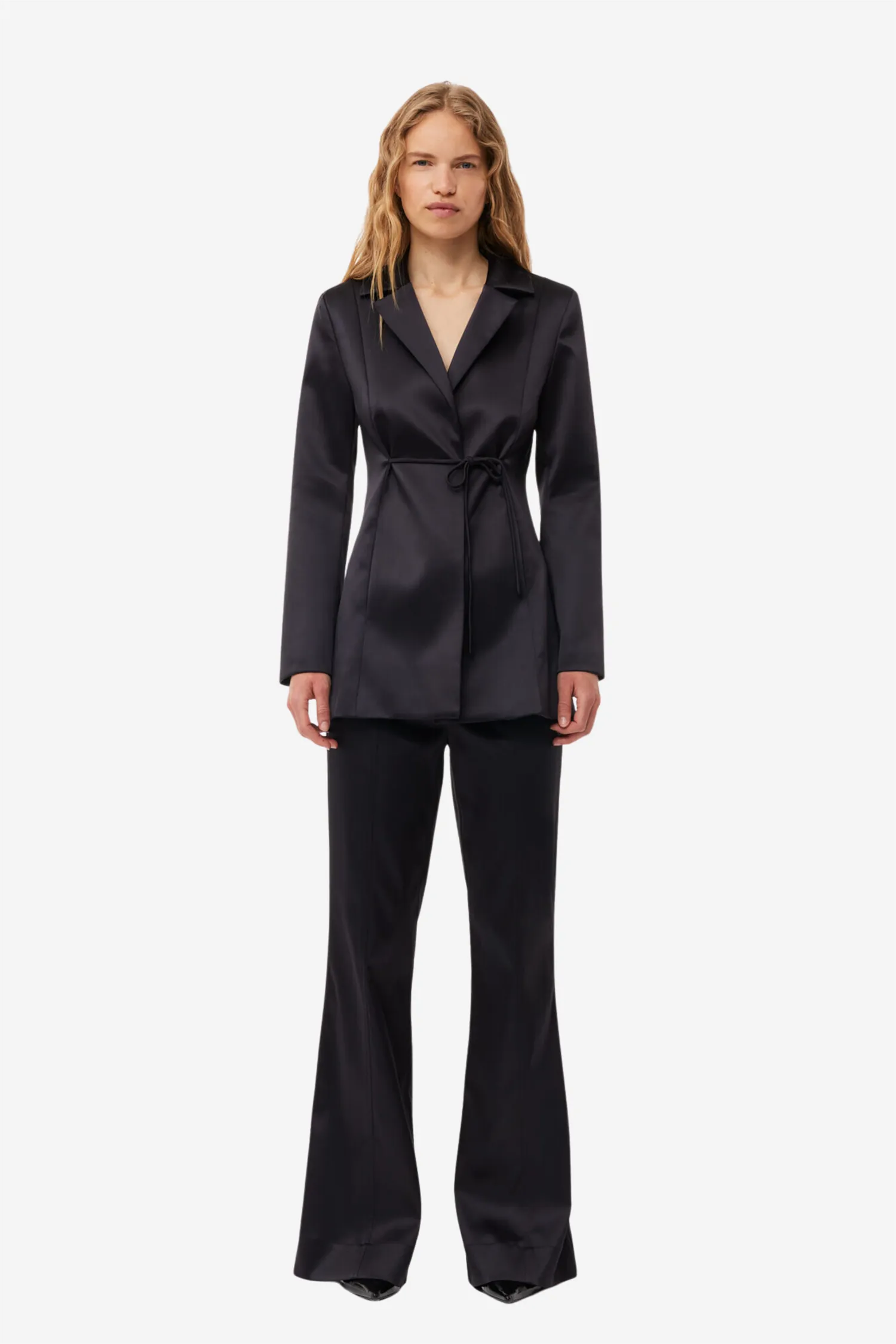 Double Satin Tiestring Blazer Black