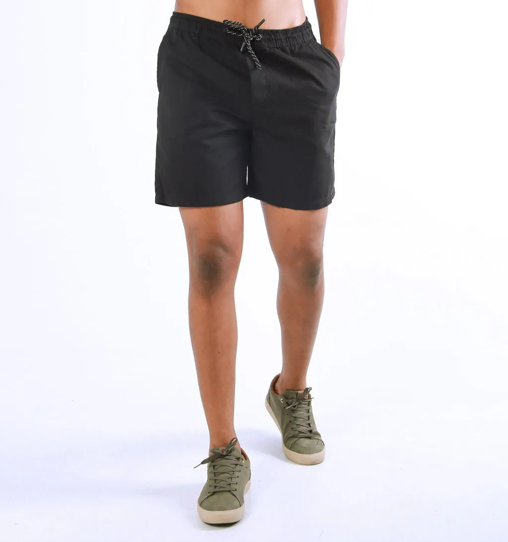 ELASTICATED CHINO SHORTS – BLACK