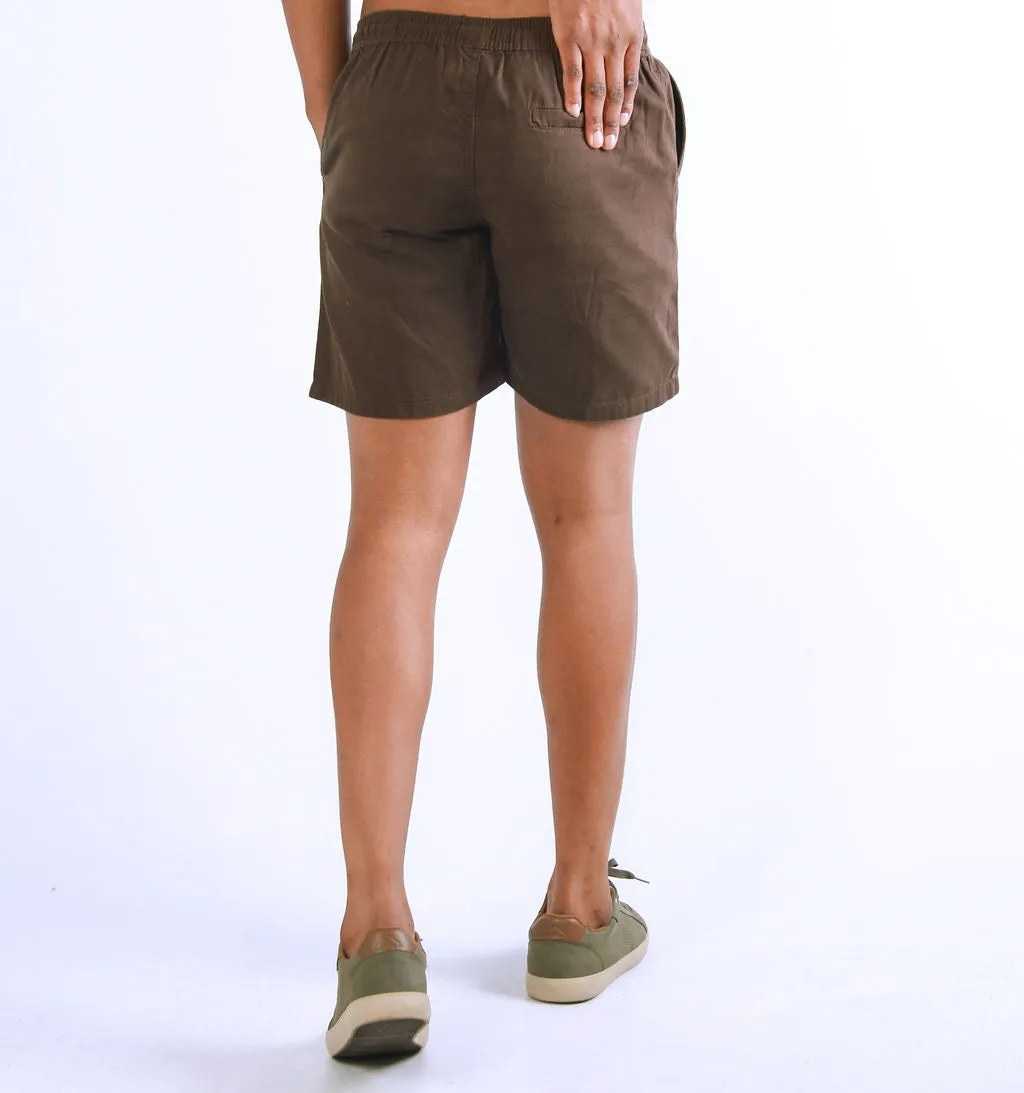 ELASTICATED CHINO SHORTS – BROWN