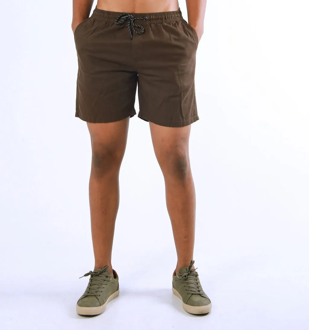 ELASTICATED CHINO SHORTS – BROWN