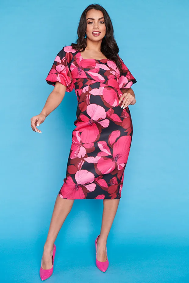 Eliana Pink Hibiscus Party Dress