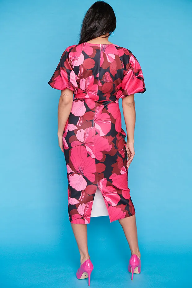 Eliana Pink Hibiscus Party Dress