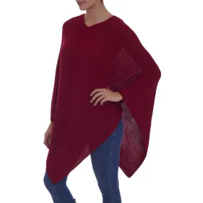 Enchanted Evening in Claret Alpaca Poncho