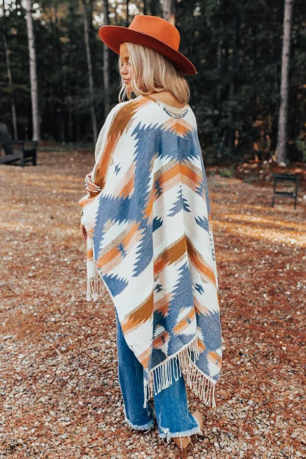 Escape To The Mountains Poncho In Blue