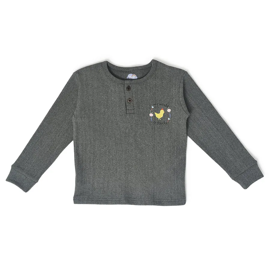 Farm Friends Knitted Thermal Sweatshirt with Jogger Set