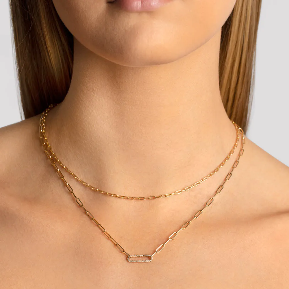 Fine Paperclip Chain Necklace in 10k Gold