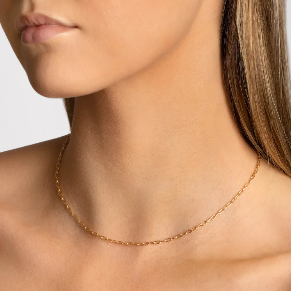 Fine Paperclip Chain Necklace in 10k Gold