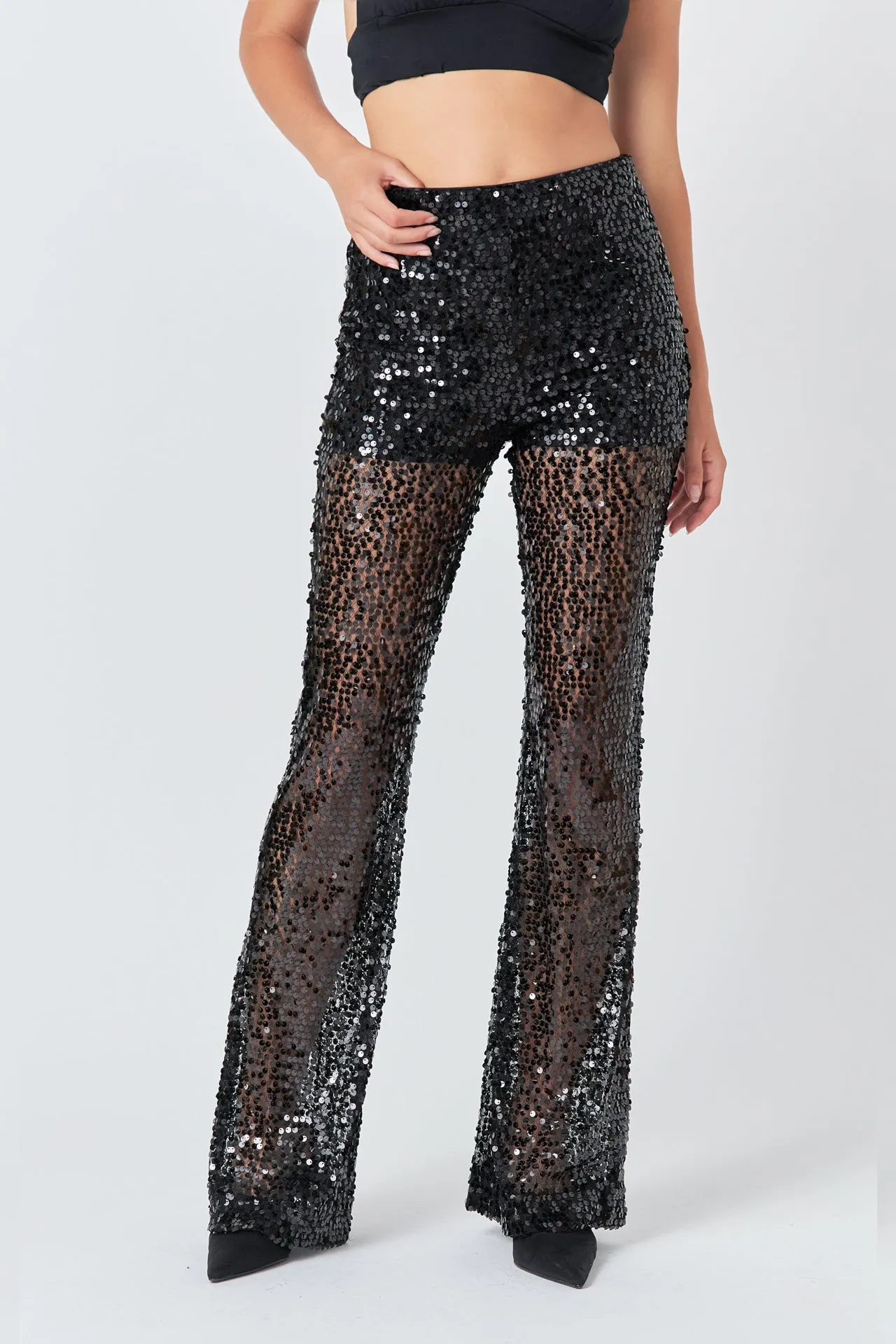 Flared Sequins Pants