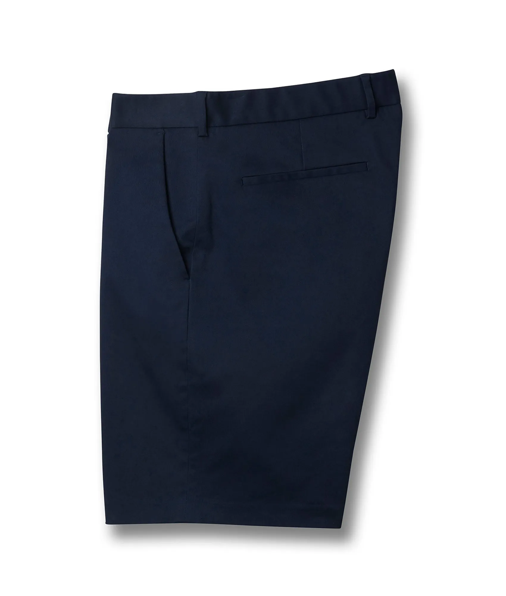 Flat Front 'Fordham' Easy-Care Chino Twill Short with Magnetic Closures - Navy