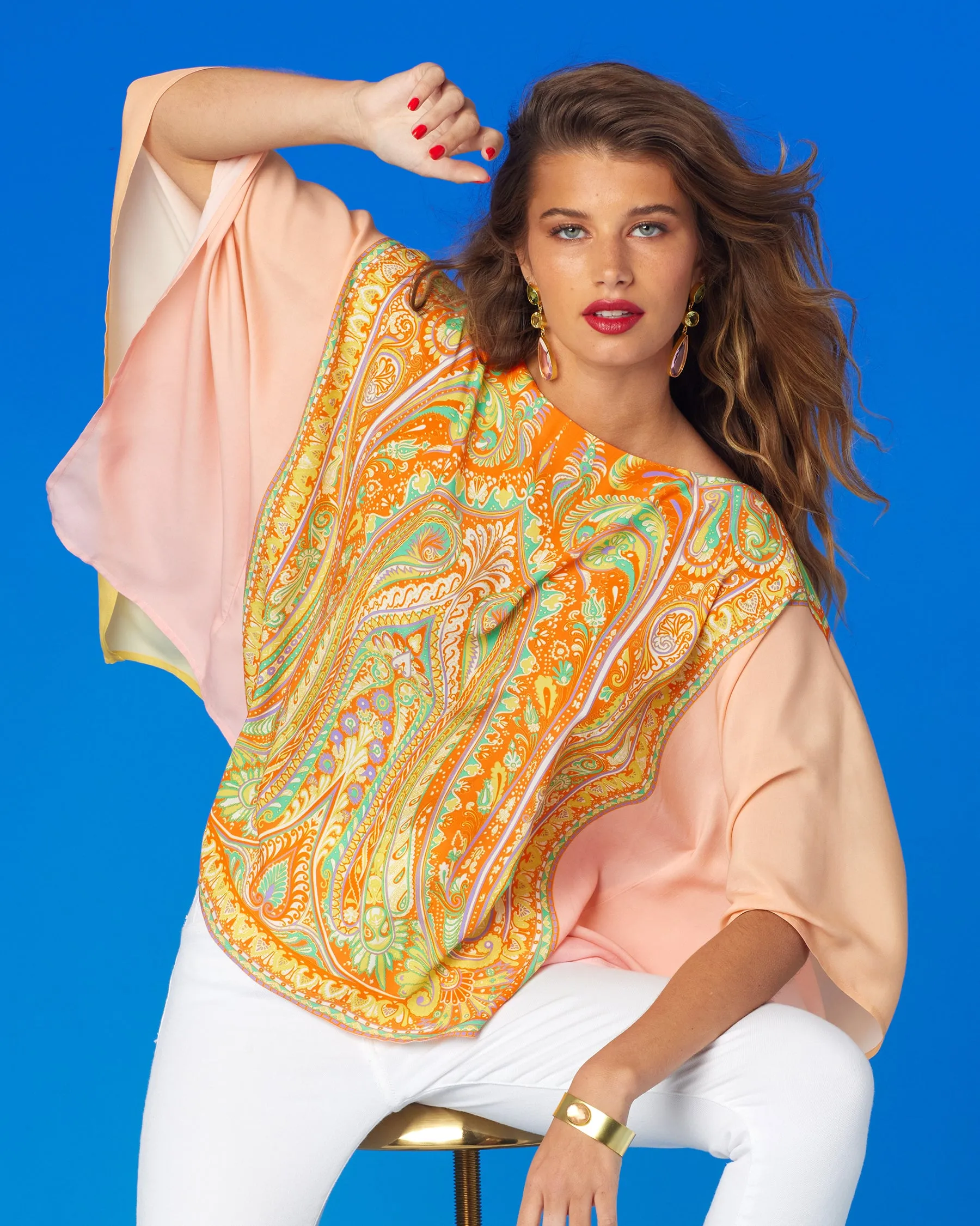 Gaia Poncho in Sunset Paisley