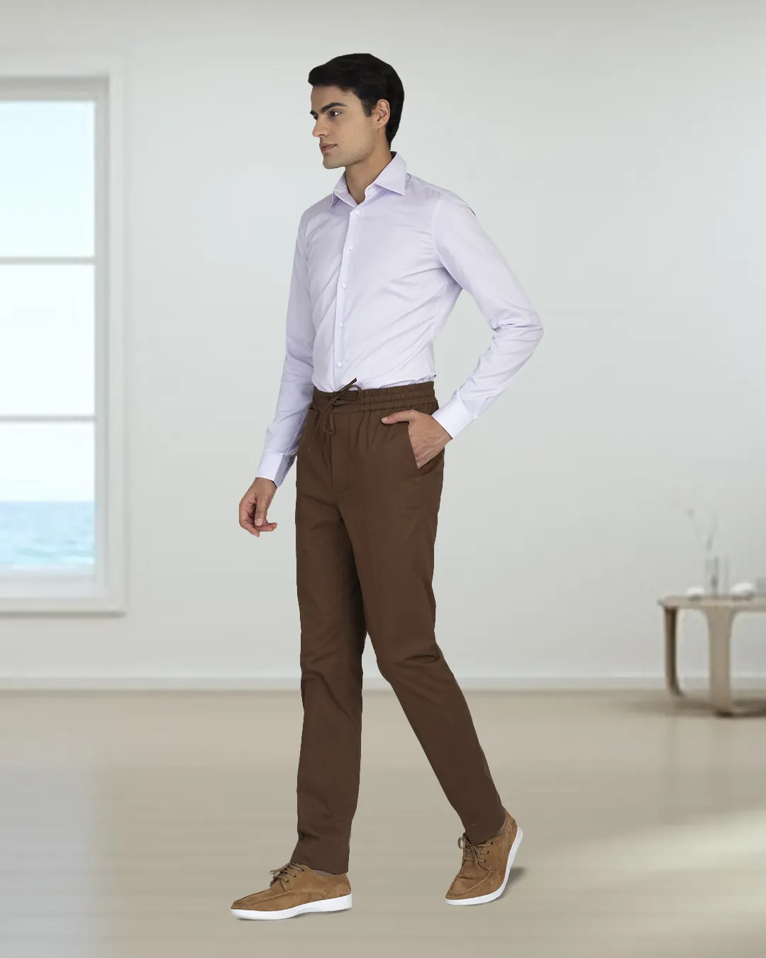 Genoa Coffee Brown Drawstring Pant