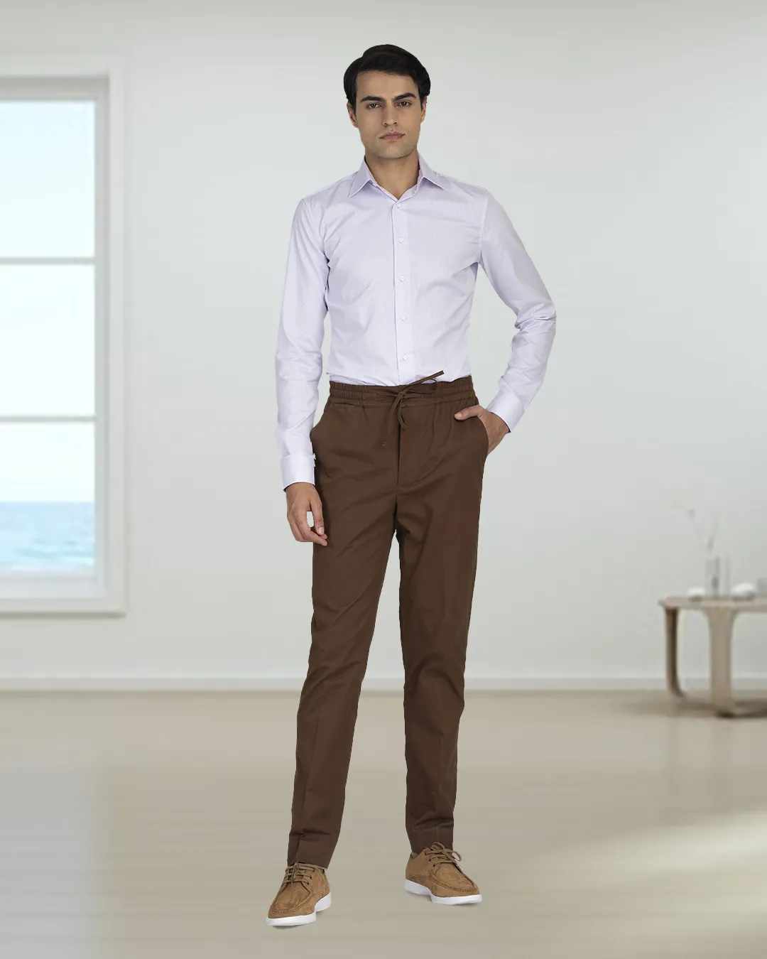 Genoa Coffee Brown Drawstring Pant