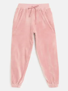 Girls Pink Velour Studded Girl Joggers