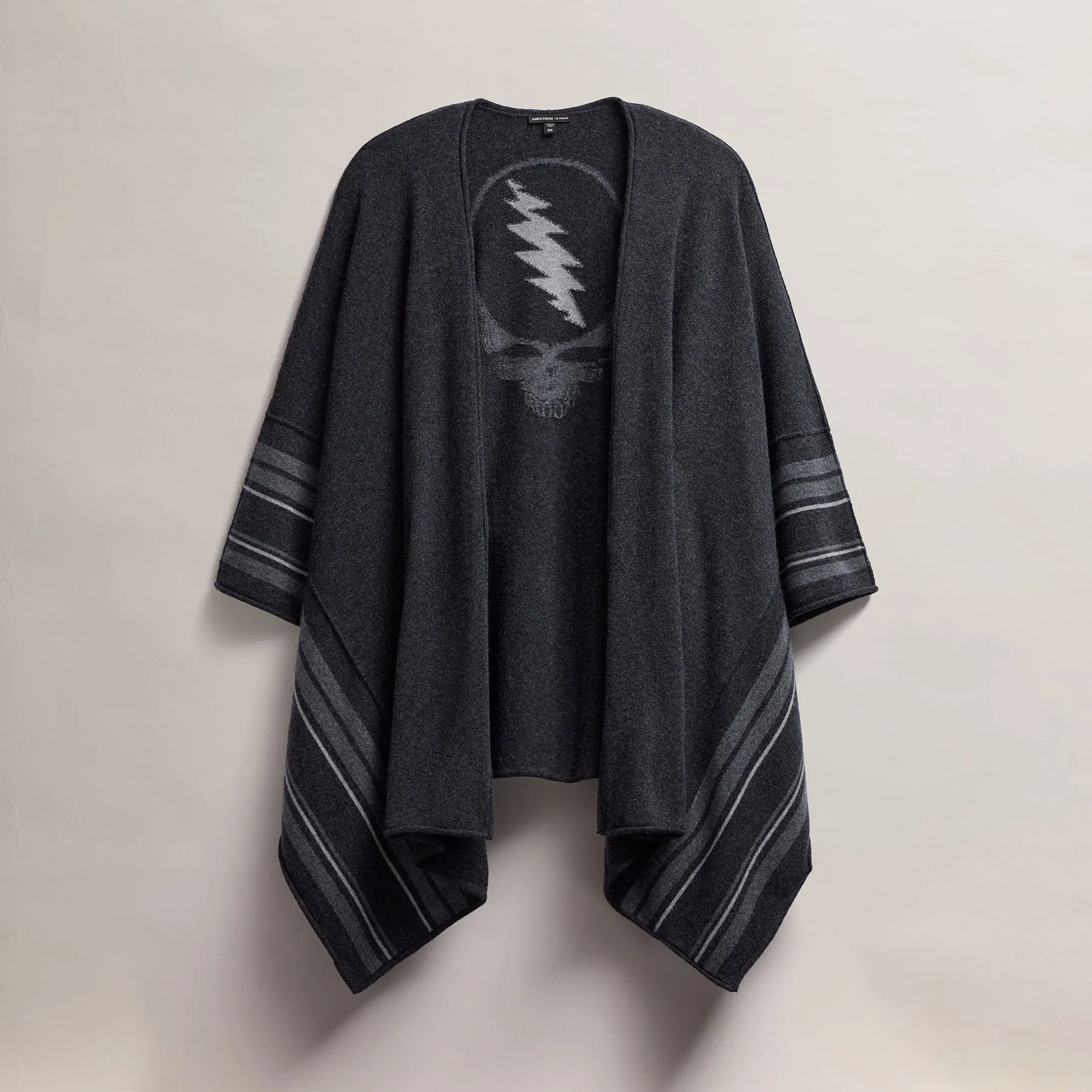 Grateful Dead Recycled Cashmere Poncho - Coal/Flannel/Heather Grey