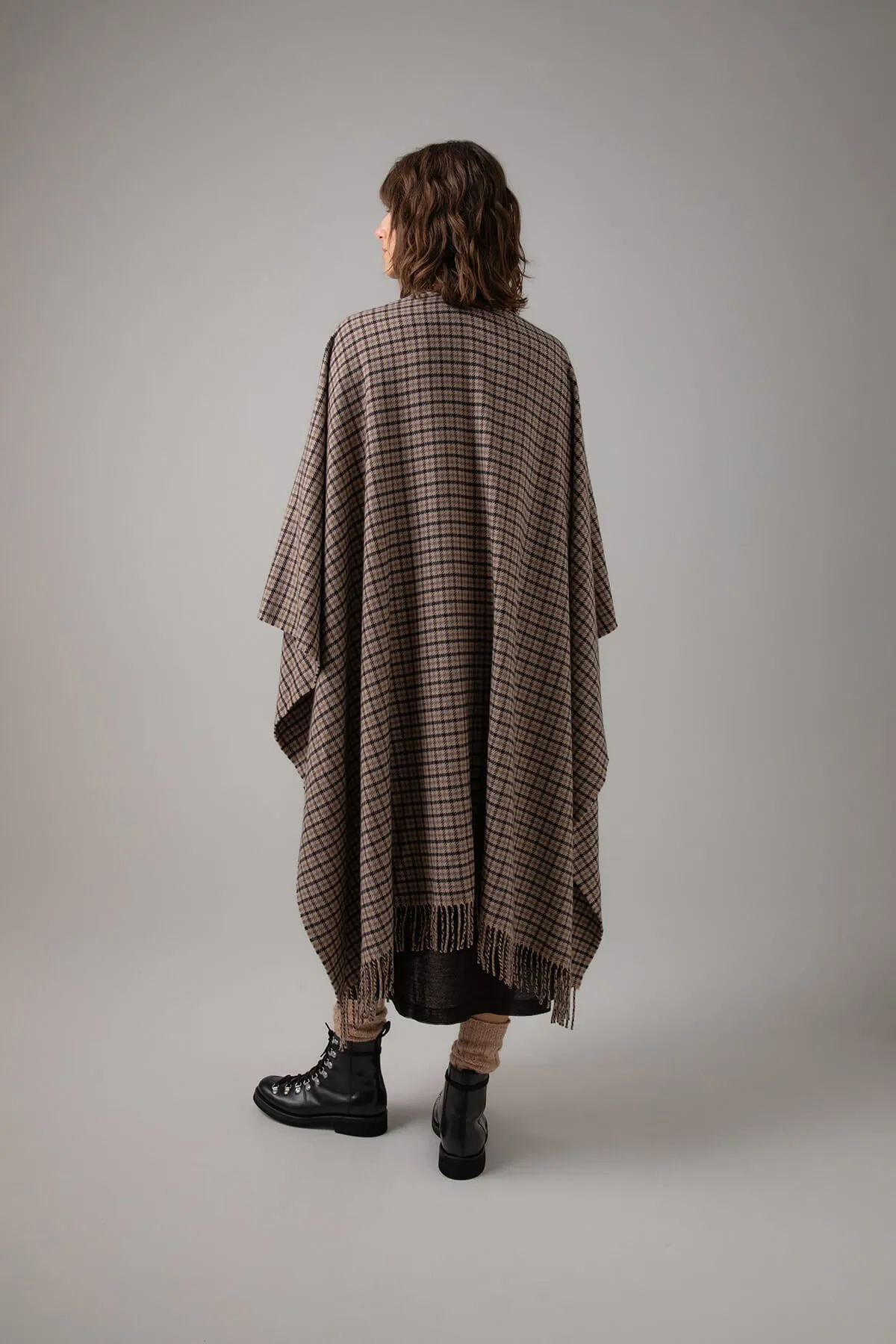 Gunclub Check Cashmere Poncho Cape