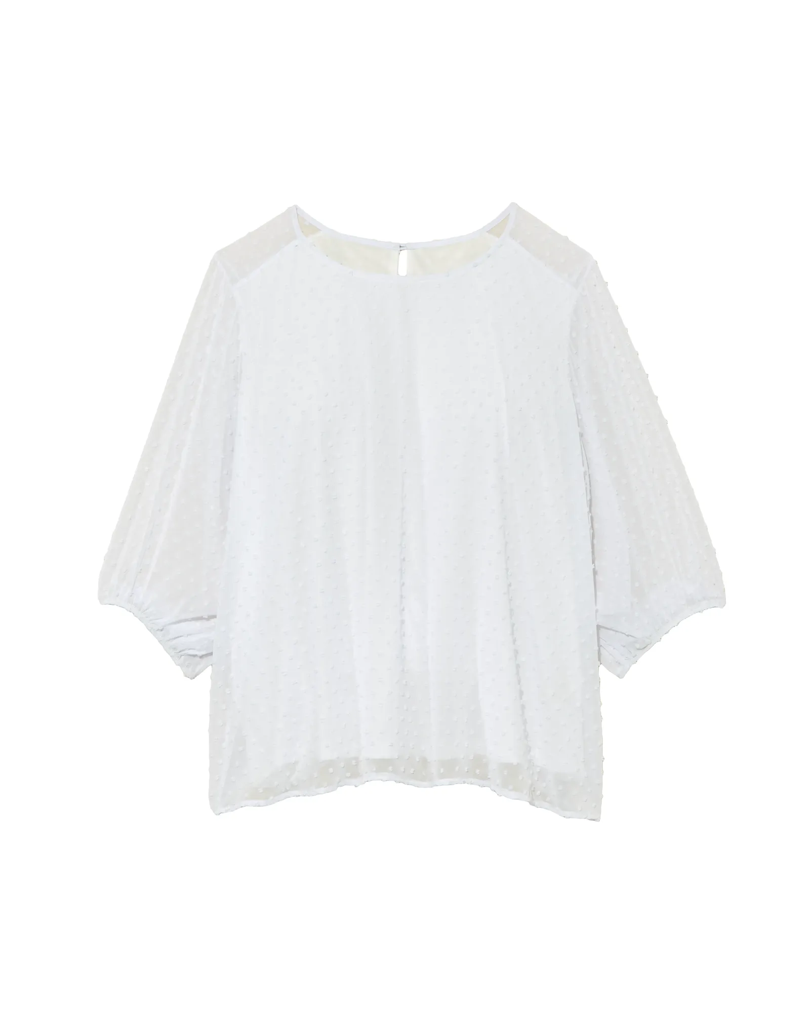 Gwendolyn 3/4 Sleeve Textured Balloon Sleeve Blouse | White