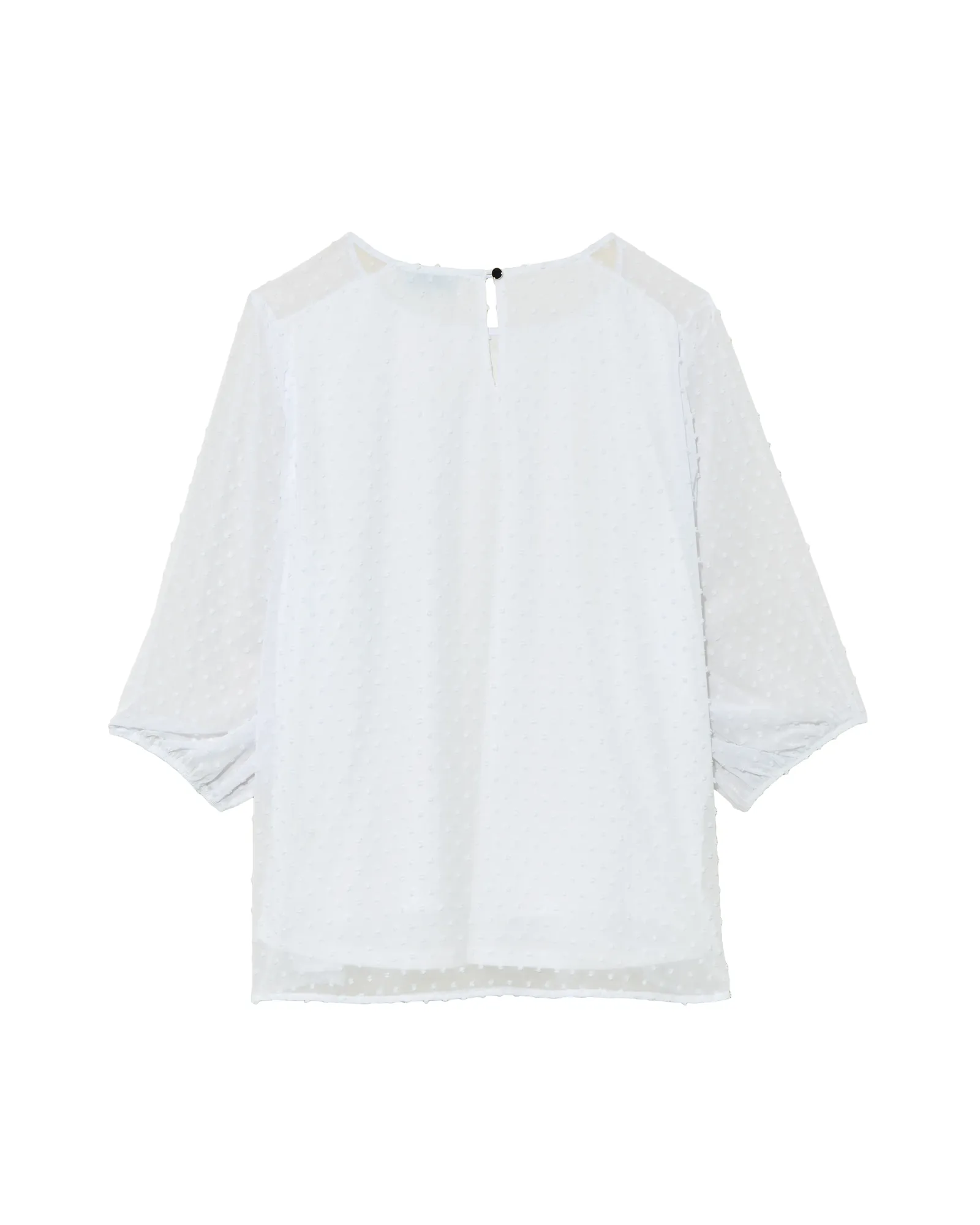 Gwendolyn 3/4 Sleeve Textured Balloon Sleeve Blouse | White