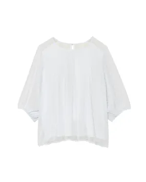 Gwendolyn 3/4 Sleeve Textured Balloon Sleeve Blouse | White