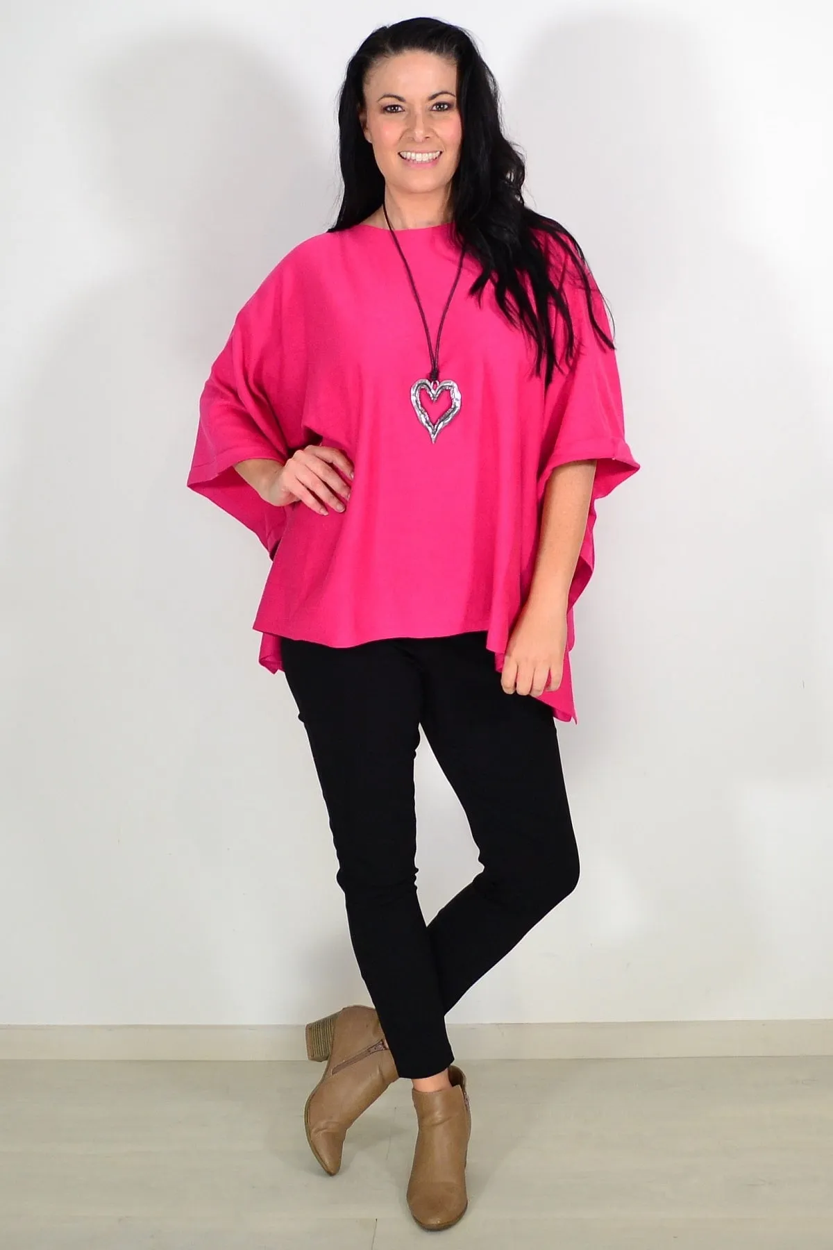 Hot Pink Cozy Tunic Poncho