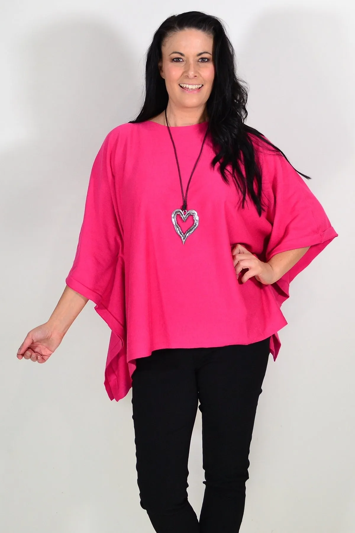 Hot Pink Cozy Tunic Poncho