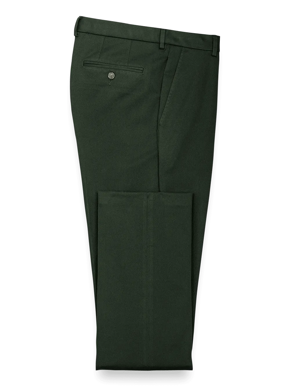 Impeccable Cotton Chino Flat Front Pants - Olive