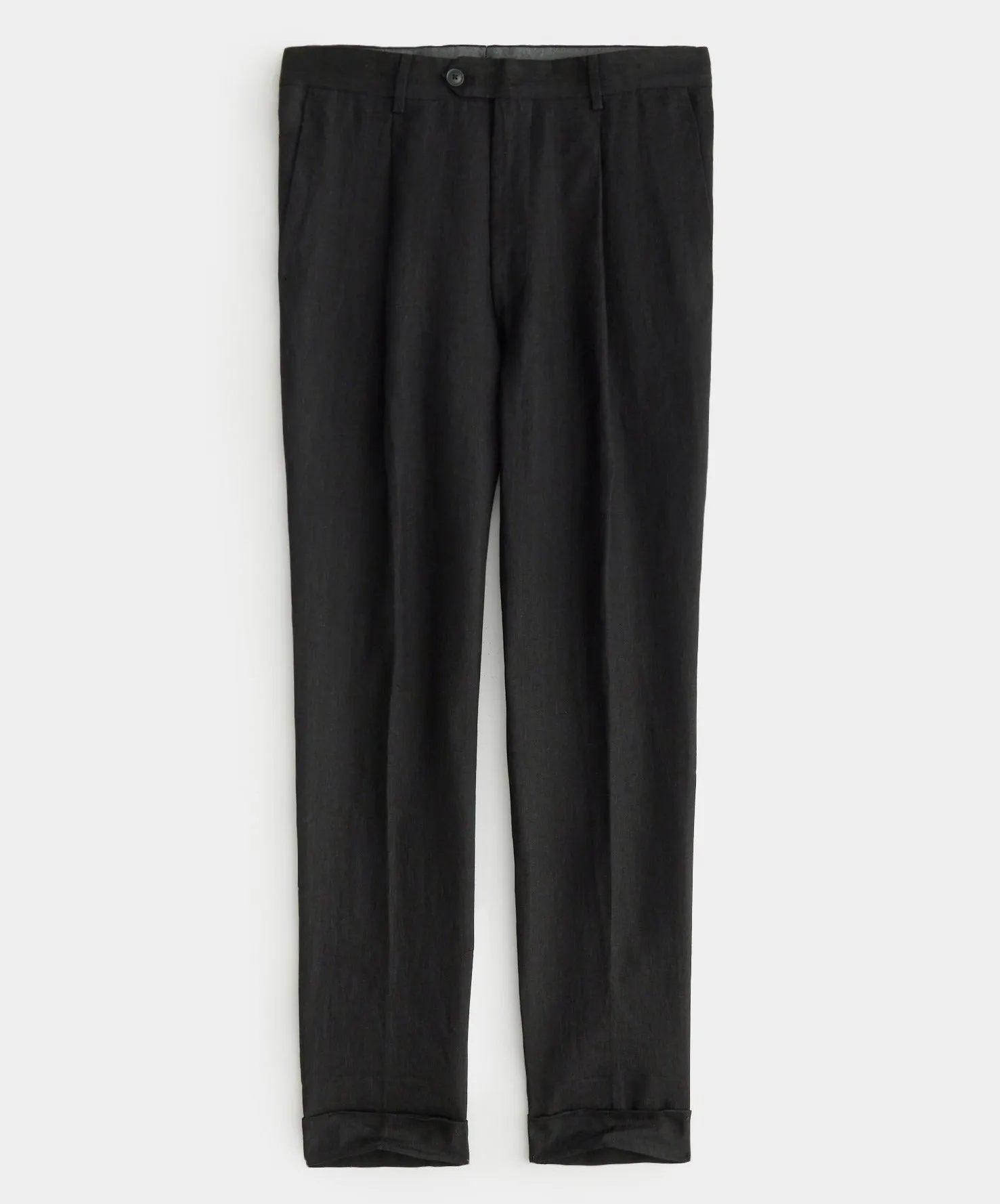 Italian Linen Madison Trouser in Black