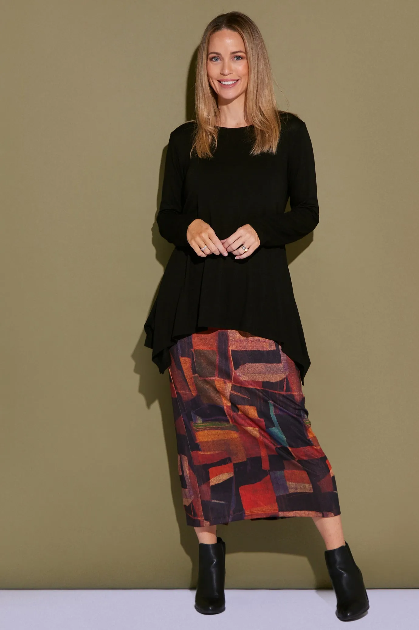 Jamie Pencil Skirt - Russet Patchwork